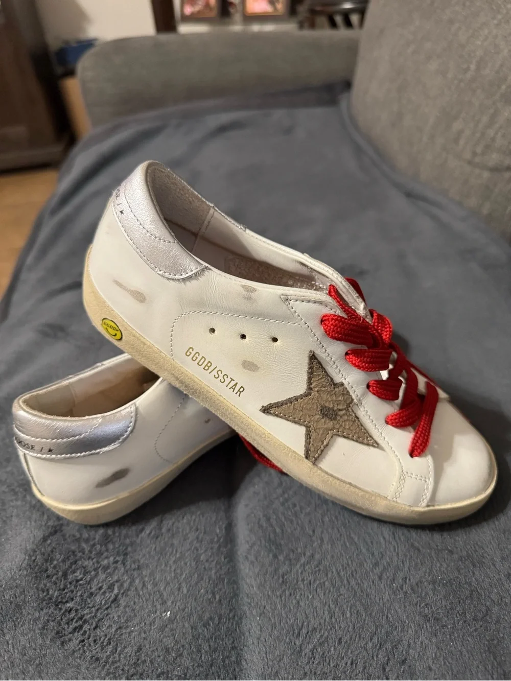 Golden Goose Kids White Star Sneakers with Red Laces